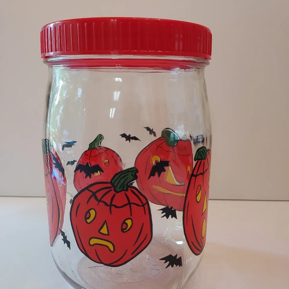 Vintage Glass Canister Pumpkins and Bats - Picture 2 of 10